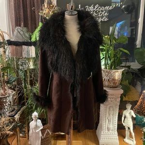 Brown faux fur/suede Afghan pennylane coat